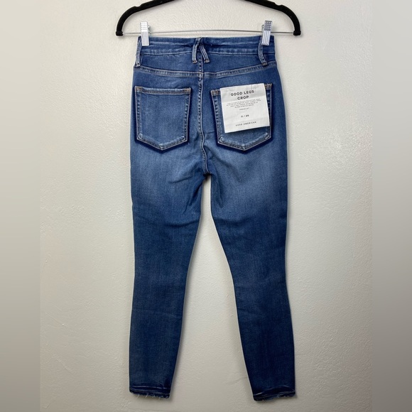 Good American Denim Jeans Good Leg Crop Distressed Skinny Jeans Blue Size 25 NWT - Picture 16 of 16